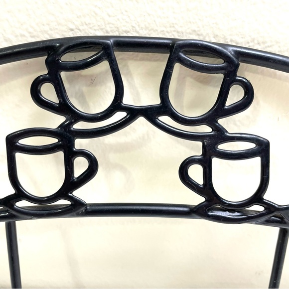 Wall Mounted 4 Coffee Mug Holder Bar Decor Sign Cup Rack Hanging Black - Picture 6 of 8